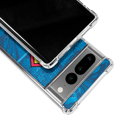 DC Comics Superman Logo Background Pattern Google Pixel 7 Pro Clear Case